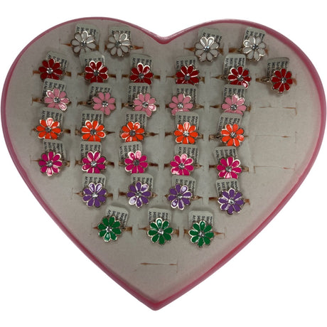 Magni Fingerringe Med Blomster, Nikkelfri, Assorteret