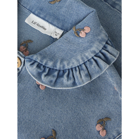 Lil'Atelier Medium Blue Denim Cherry Nmfdeva Loose Dnm Emb Jacket 2024-Es Lil