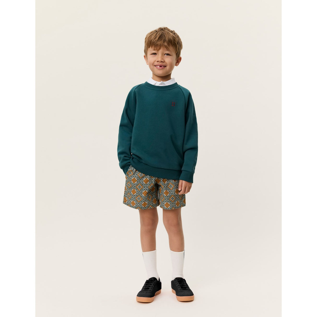 Les Deux Kids Sea Moss Green Norregaard Contrast Sweatshirt