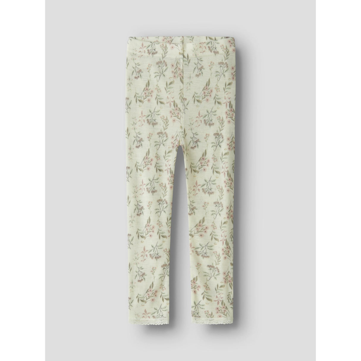 Name It Snow White Flowers + Leafs Nmfwang Wool Needle Leggings Noos