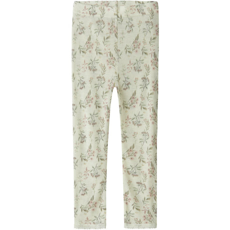 Name It Snow White Flowers + Leafs Nmfwang Wool Needle Leggings Noos
