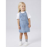 Name It Medium Blue Denim Flower Nmfrosa Short Dnm Bibskirt 3555-On Noos