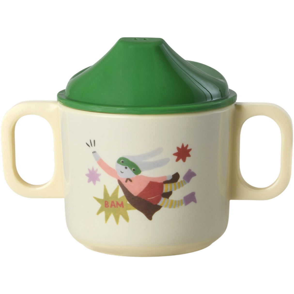 Rice Melamine 2 Handle Baby Cup With Hero Print - Green - 250 Ml