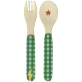 Rice Kids Melamine Spoon And Fork With Hero Print - Green