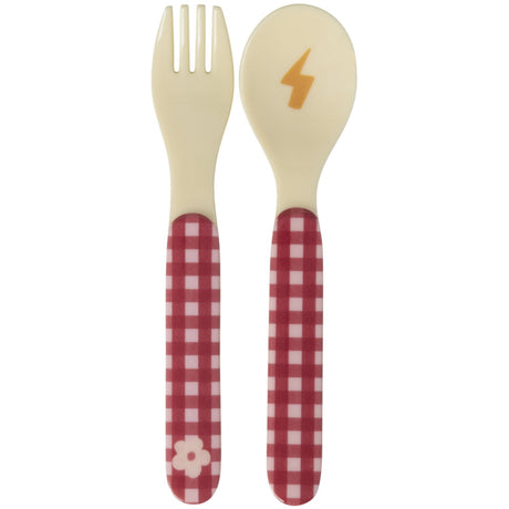 Rice Kids Melamine Spoon And Fork With Hero Print - Pink