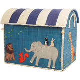 Rice Raffia Toy Baskets With Animal Theme - Set Of 3