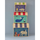 Rice Raffia Toy Baskets With Animal Theme - Set Of 3