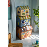 Rice Raffia Toy Baskets With Hero Theme - Blue - Set Of 3