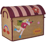 Rice Raffia Toy Baskets With Hero Theme - Pink - Set Of 3