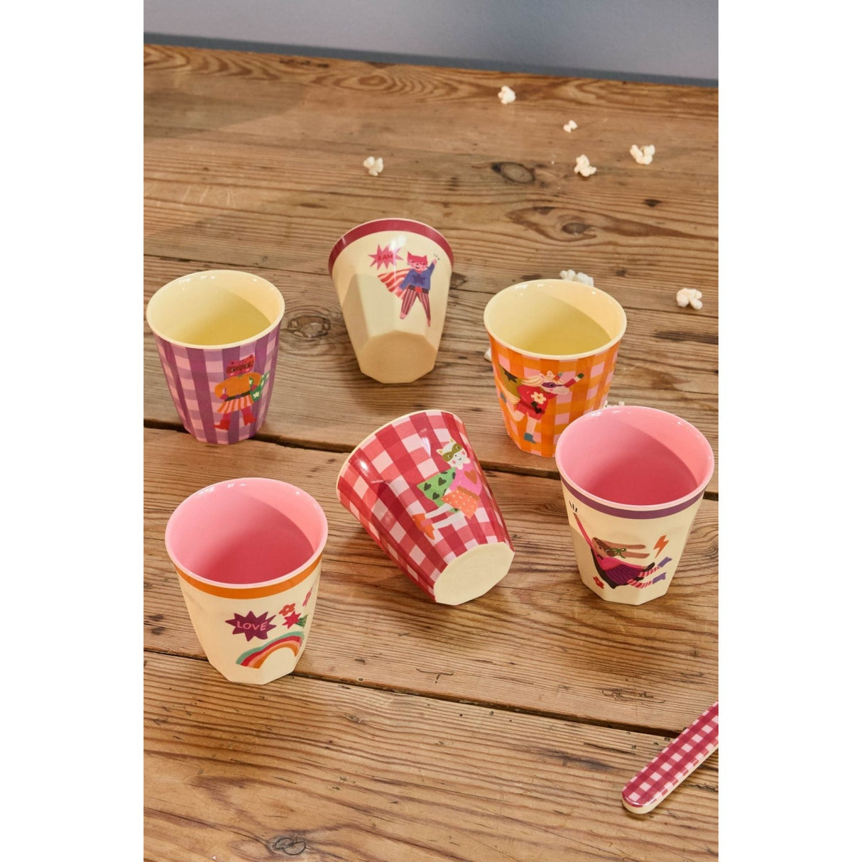 Rice Melamine Kids Cup With Hero Print - Pink - Small - 6 Pack - 160 Ml
