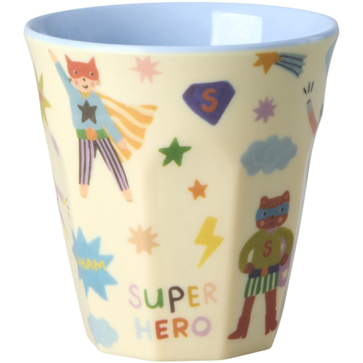 Rice Melamine Kids Cup With Hero Print - Small - Soft Blue - 160 Ml