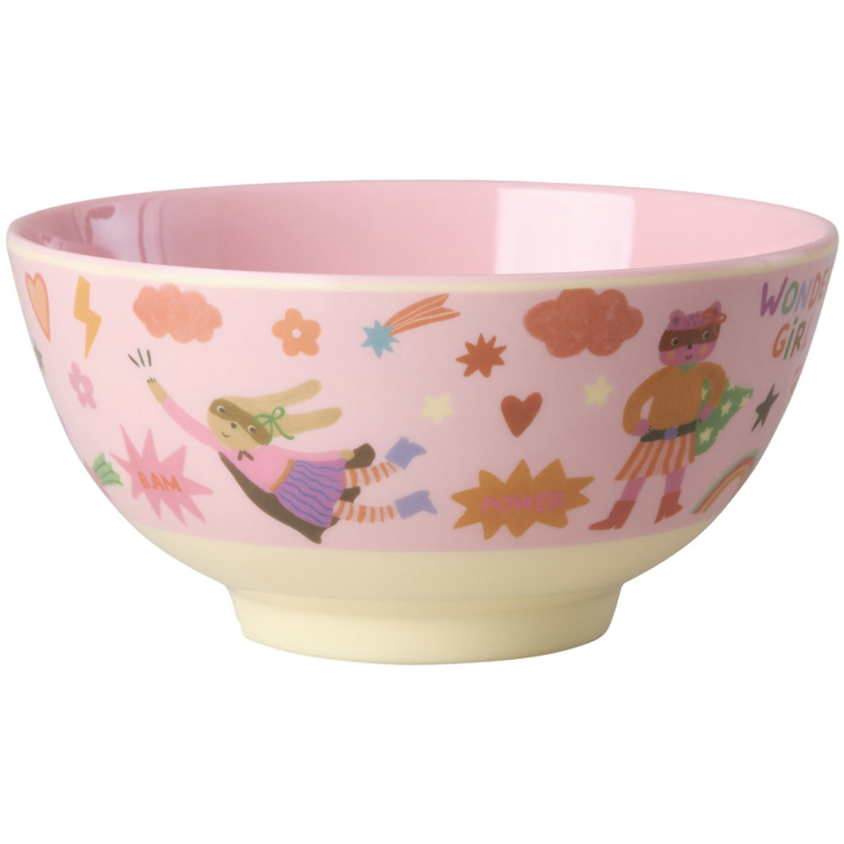 Rice Melamine Bowl With Hero Print - Medium - Pink - 700 Ml