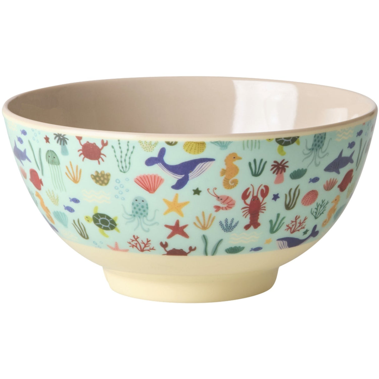 Rice Melamine Bowl With Blue Ocean Print - Medium - 700 Ml