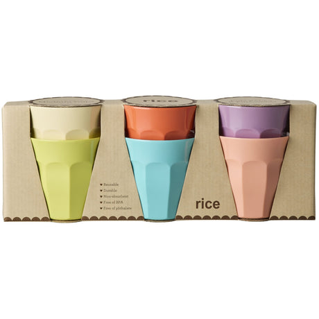 Rice Melamine Cups In Asst. Glory Days Colors - Medium - 6 Pack - 250 Ml