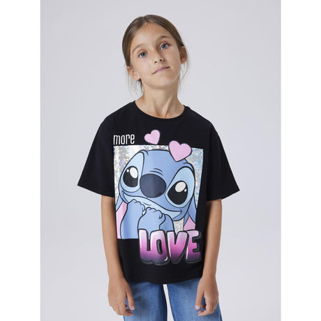 Name It Black Nkffora Stitch Ss Nreg Top Box Noos Wdi