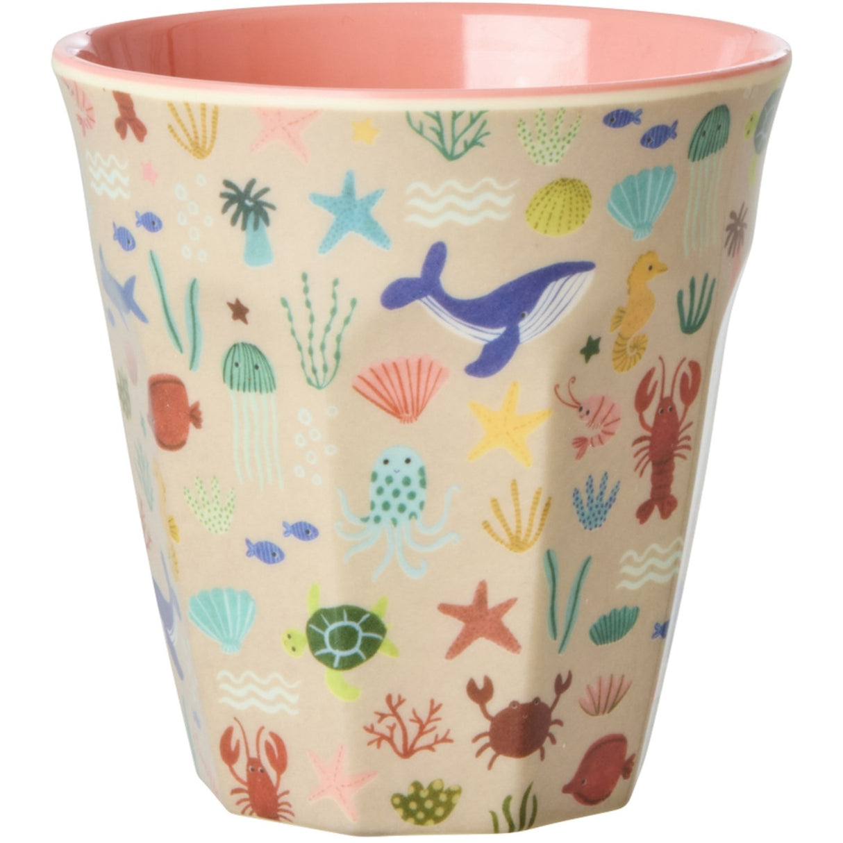 Rice Melamine Cup With Coral Ocean Print - Medium - 250 Ml