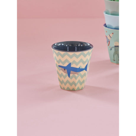 Rice Melamine Cup With Shark Print - Medium - 250 Ml