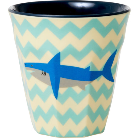 Rice Melamine Cup With Shark Print - Medium - 250 Ml