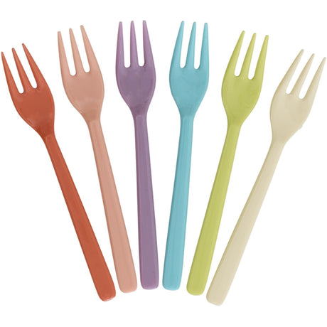 Rice Melamine Cake Forks In Asst. Glory Days Colors - Set Of 6