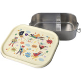Rice Stainless Steel Lunchbox With Moveable Divider And Hero Print - Cream - Large - 1400 Ml