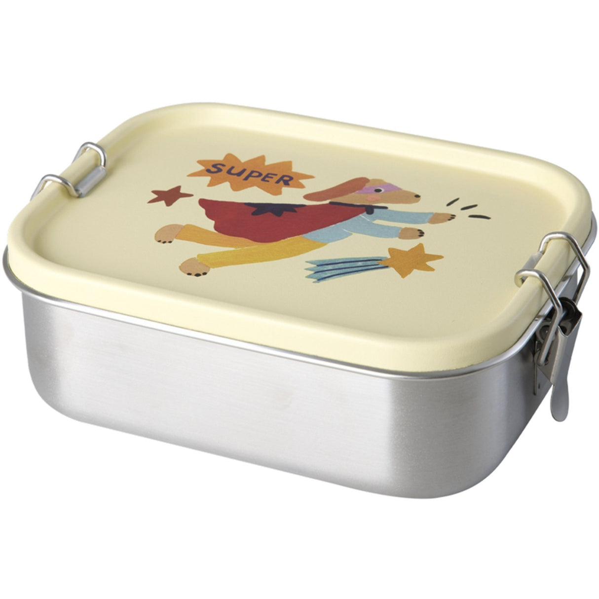 Rice Stainless Steel Lunchbox With Moveable Divider And Hero Print - Cream - Small - 800 Ml