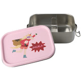 Rice Stainless Steel Lunchbox With Moveable Divider And Hero Print - Pink - Small - 800 Ml