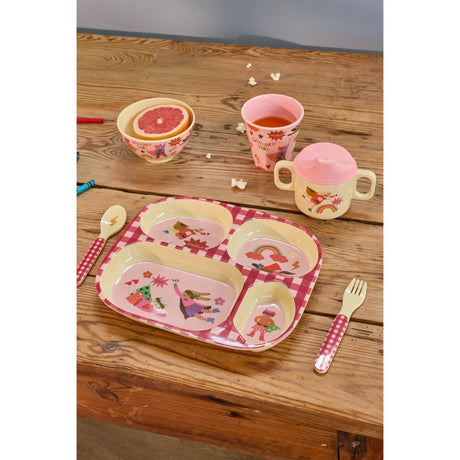 Rice Melamine Baby Dinner Set In Giftbox - Hero Print - Pink - 4 Pcs