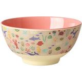 Rice Melamine Bowl With Coral Ocean Print - Medium - 700 Ml