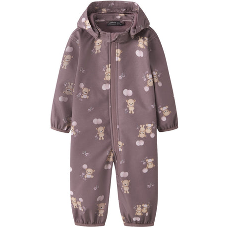 Name It Wistful Mauve Balloon Teddy Nbfalfa08 Softshell Suit AOP Fo