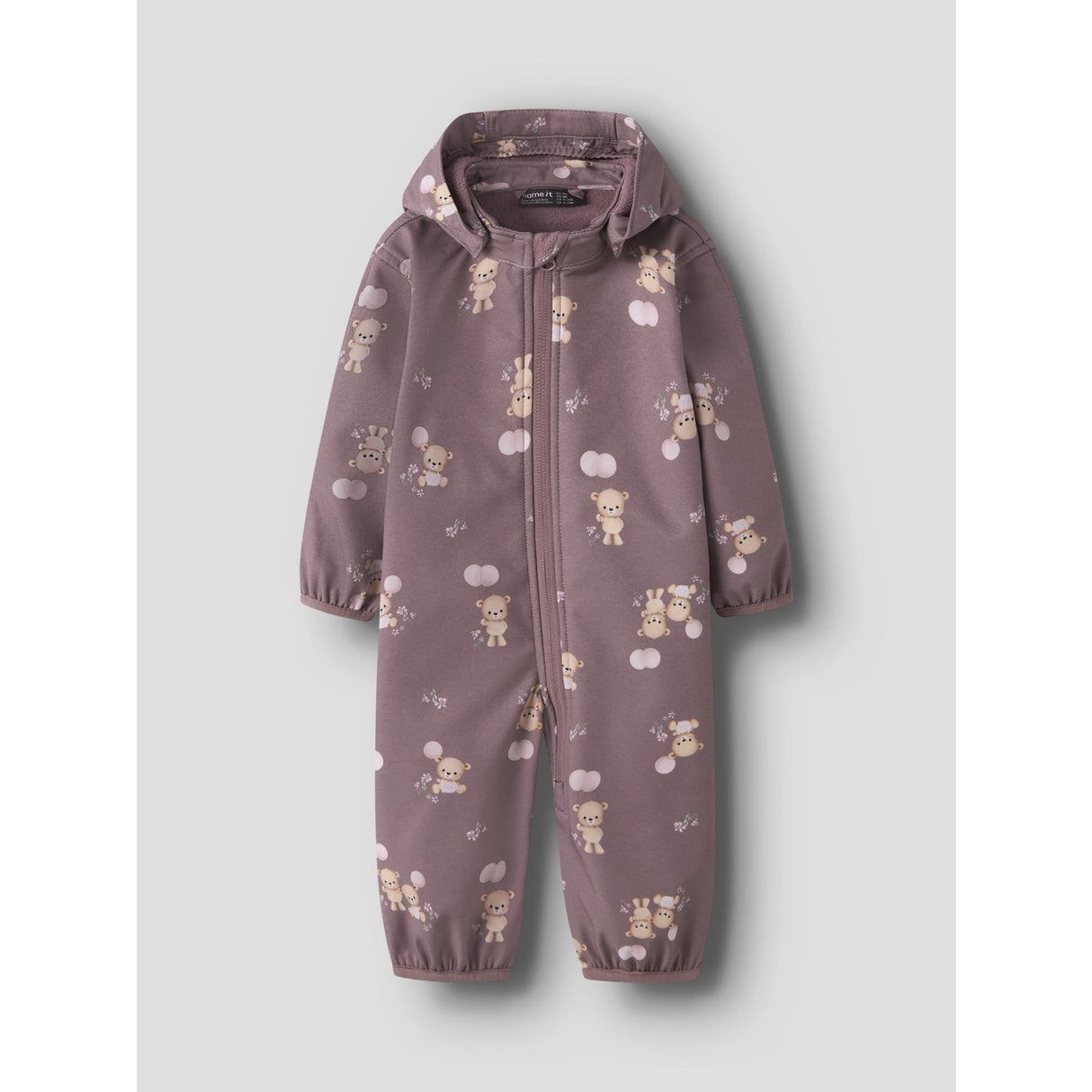 Name It Wistful Mauve Balloon Teddy Nbfalfa08 Softshell Suit AOP Fo