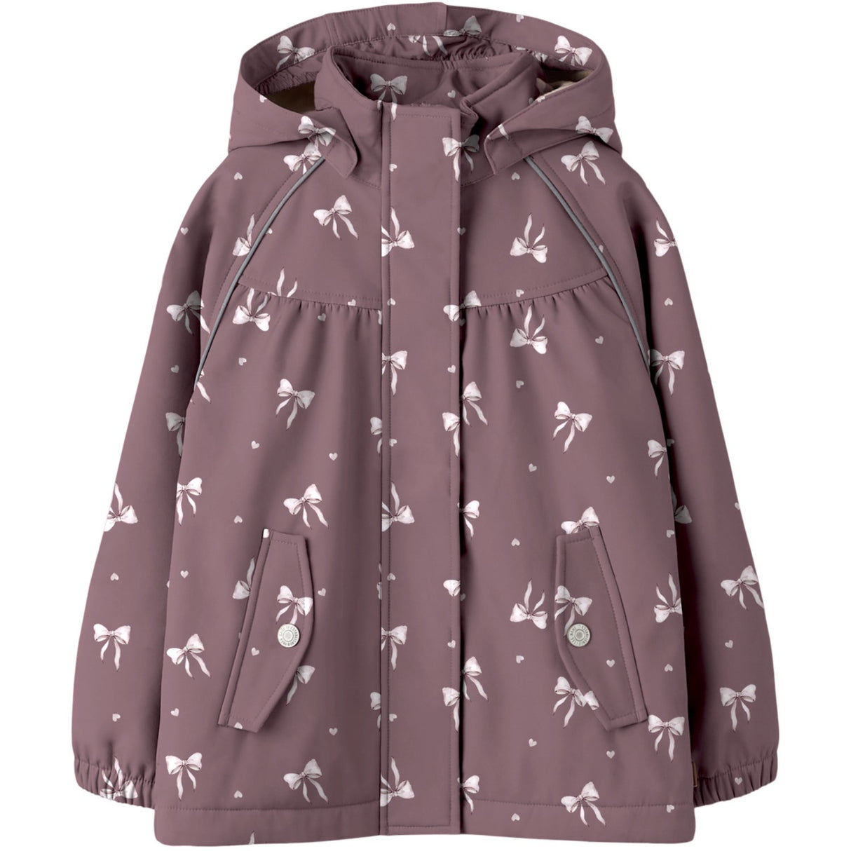 Name It Wistful Mauve Heart Bow Nmfalfa08 Softshell Ashape Jacket Fo1
