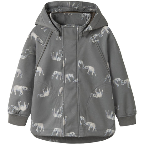 Name It Quiet Shade Elephant Nmmalfa08 Softshell Jacket AOP Fo1