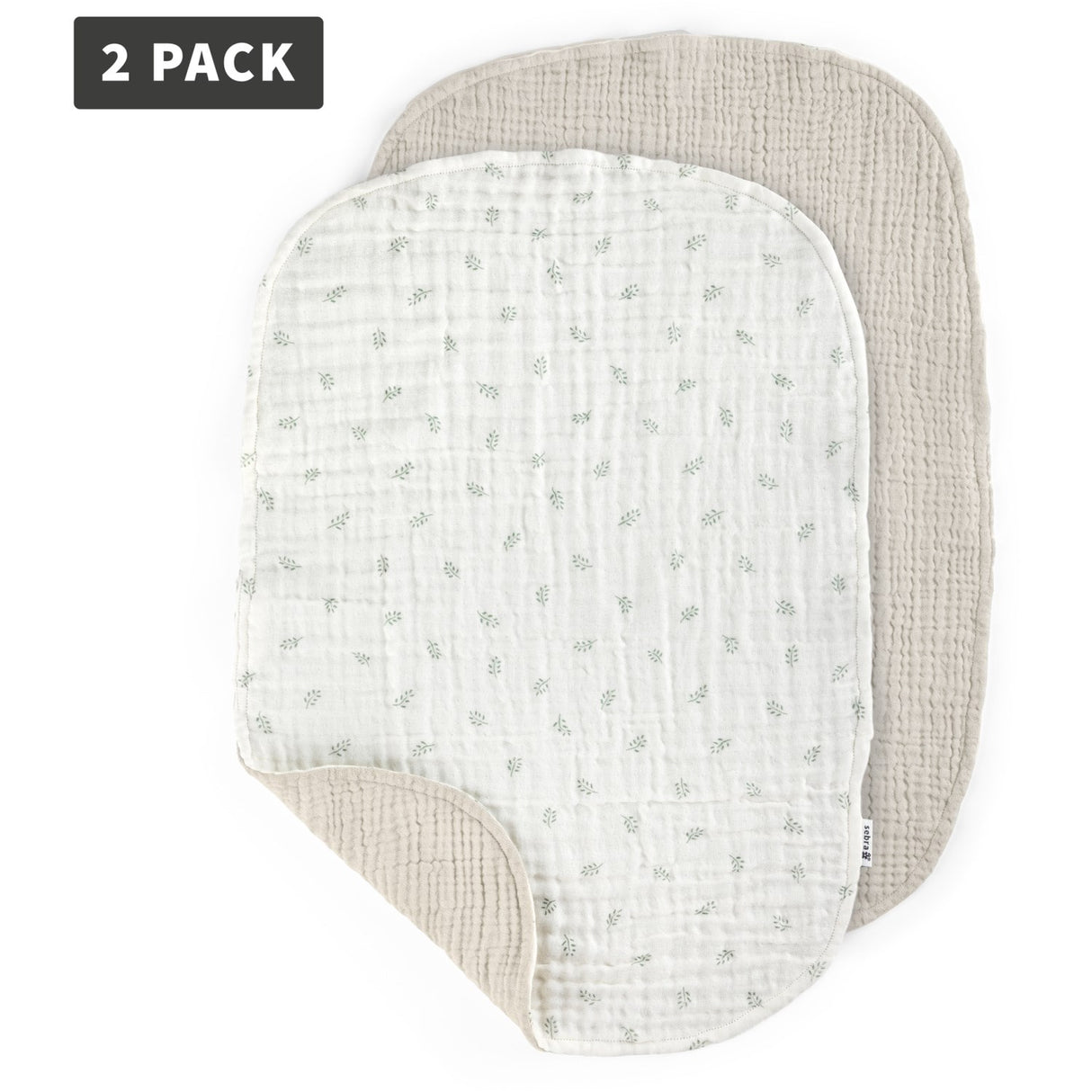 Sebra Beige Sophora Leaves Changing Mat Towels 2-Pack Muslin