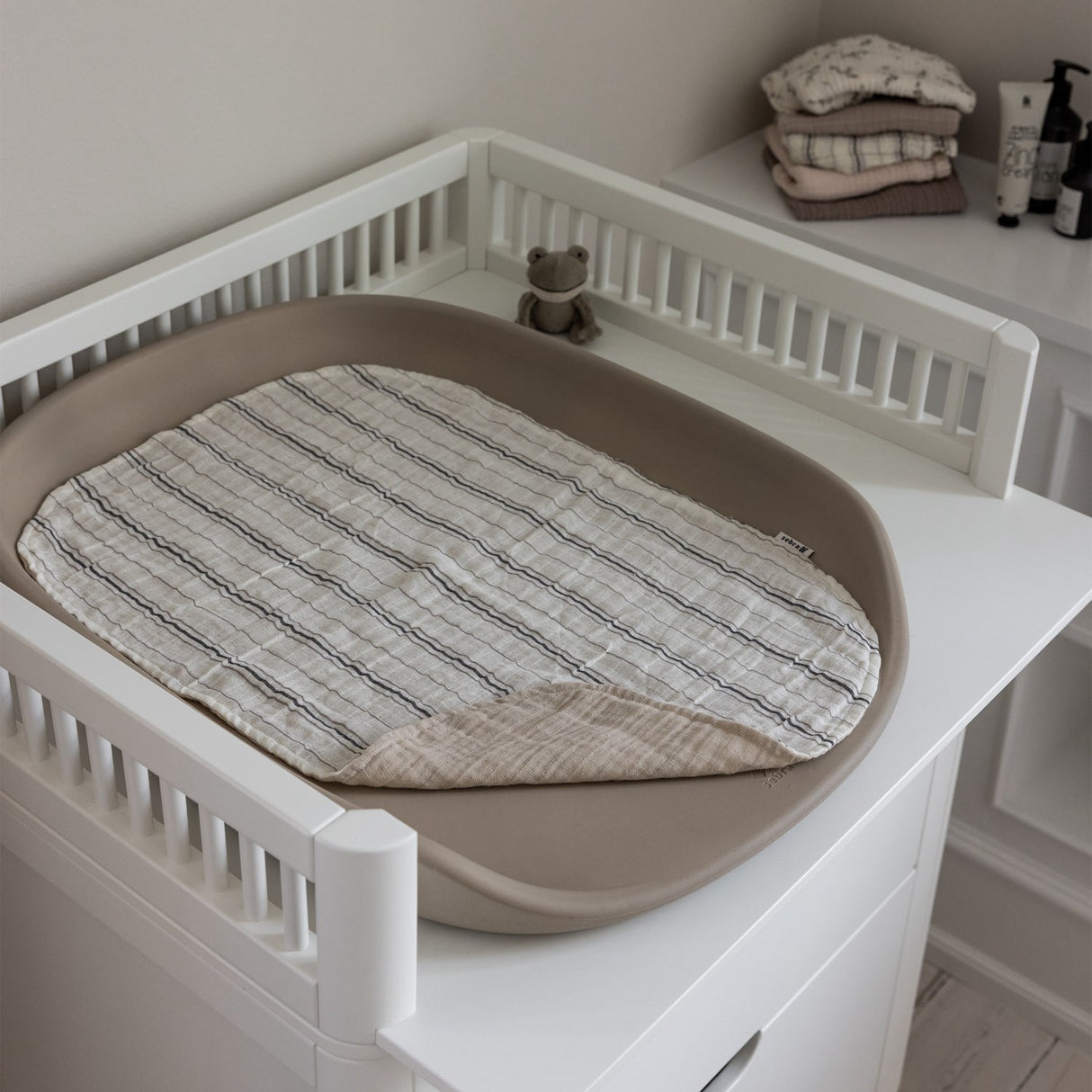 Sebra Beige Stripe Changing Mat Towels 2-Pack Muslin