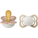 Bibs Supreme Latex Pacifier Glow 2-pack Symmetrical Blush/Vanilla
