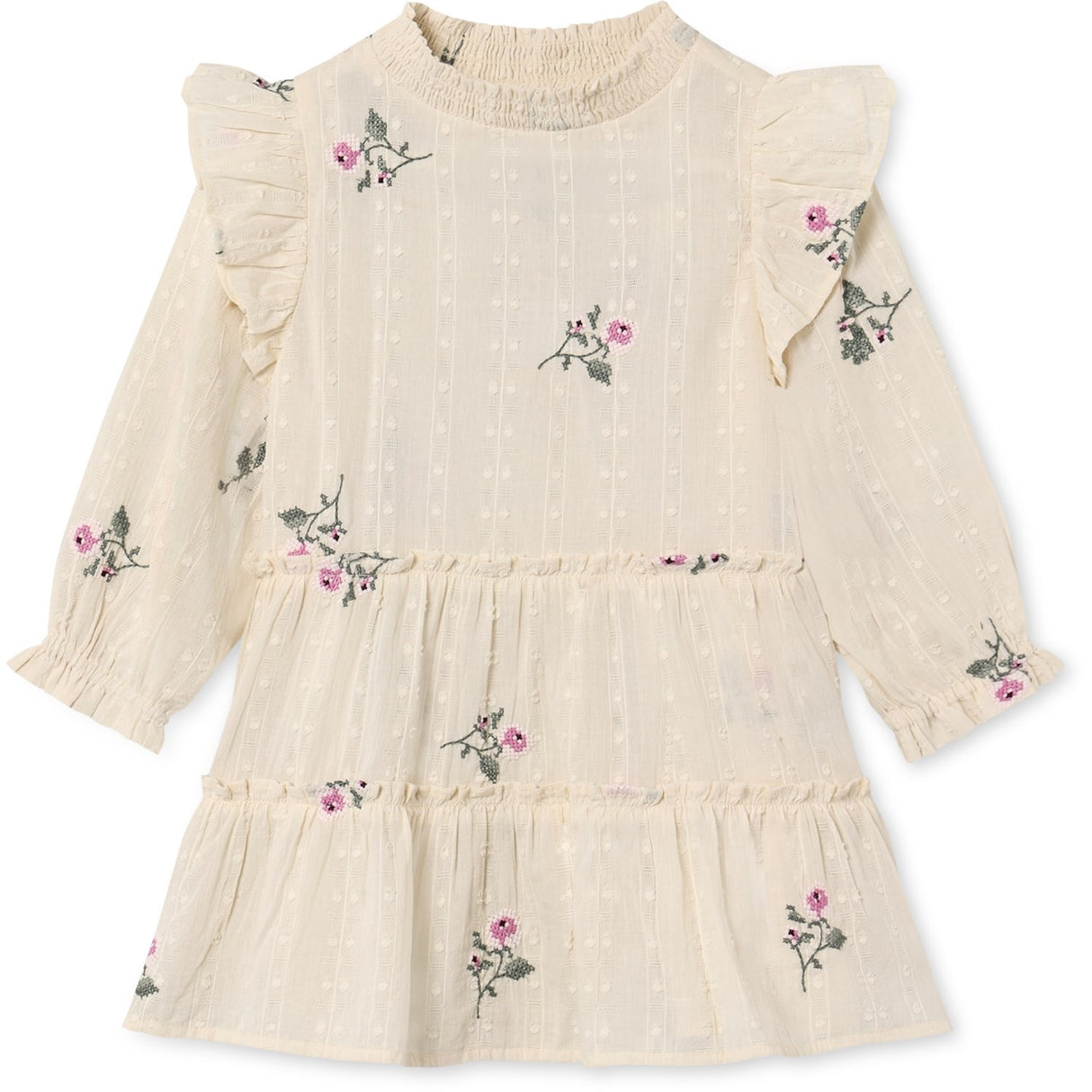 Fliink Sandshell Dobby Ls Rose Embr Dress