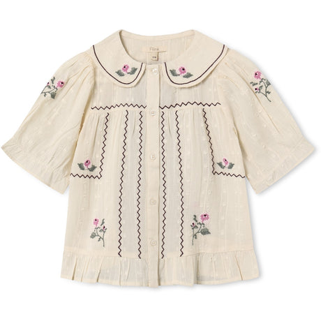 Fliink Sandshell Dobby Ss Rose Embr Blouse