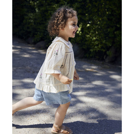 Fliink Sandshell Dobby Ss Rose Embr Blouse