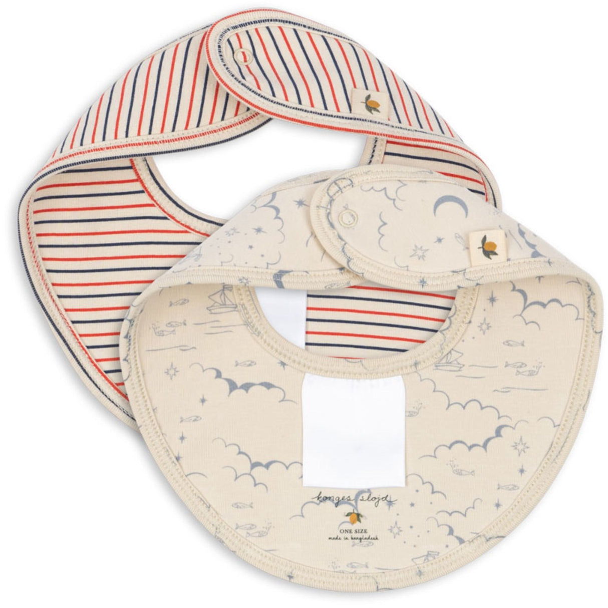 Konges Sløjd Stripe Tricolore Petit/Cielo Marino Basic 2 Pack Bibs