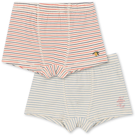 Konges Sløjd Stripe Bluie/Stripe Tricolore Petit Basic 2 Pack Boy Boxers Gots