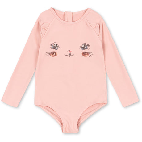Konges Sløjd Powder Pink Kitty Ls Swimsuit Grs
