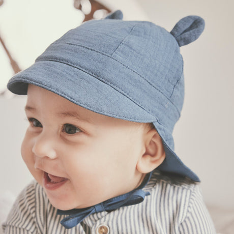 Huttelihut Della Robbia Blue Summer Hat Ears Muslin