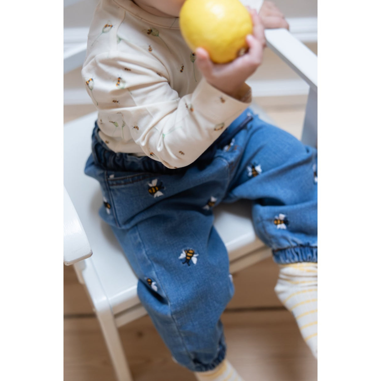 Petit Piao Light Blue Denim Emb Ppjubii Denim Pants