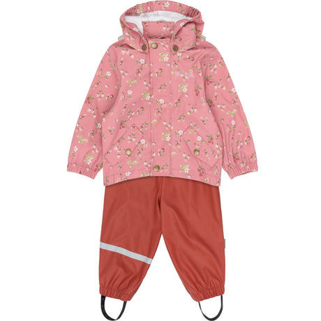 Petit Piao Dusty Rose Strawberry AOP PPDai Rainwear Set W. Susp.