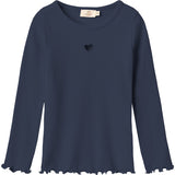 COPENHAGEN COLORS Navy Modal Rib Ls Tee W. Heart Hole Pattern
