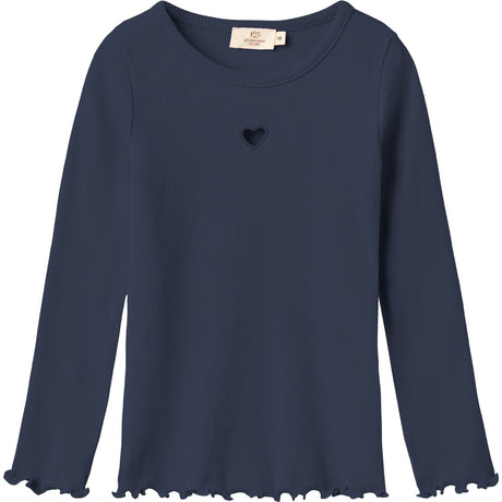 COPENHAGEN COLORS Navy Modal Rib Ls Tee W. Heart Hole Pattern