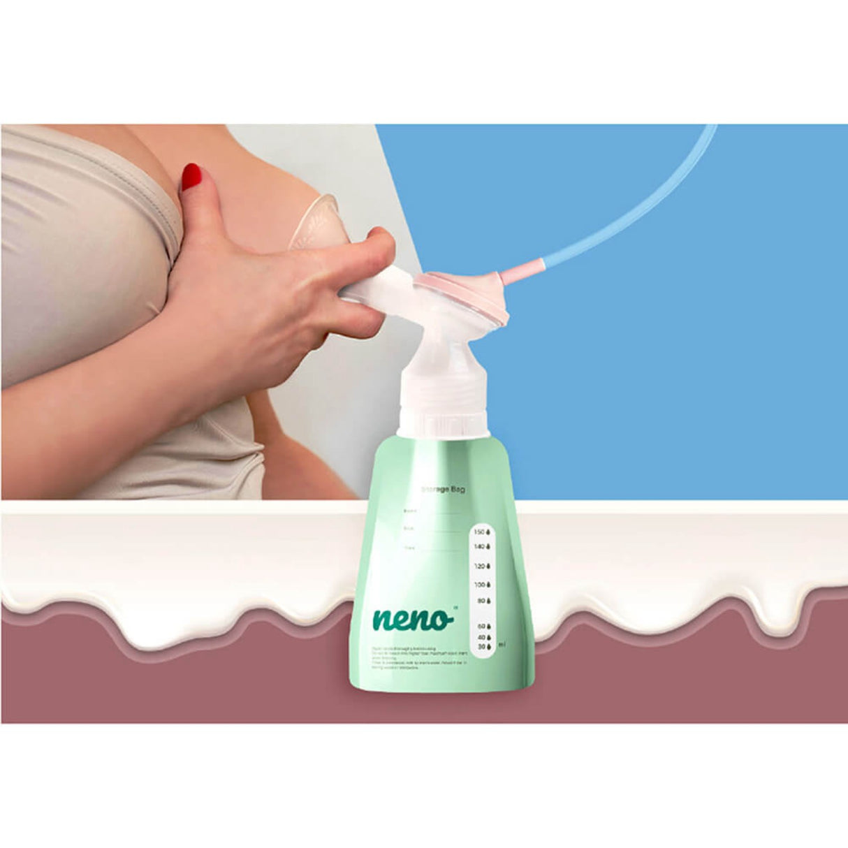 Neno Grøn Snack Bag Brystmælk 20 Poser + Adapter
