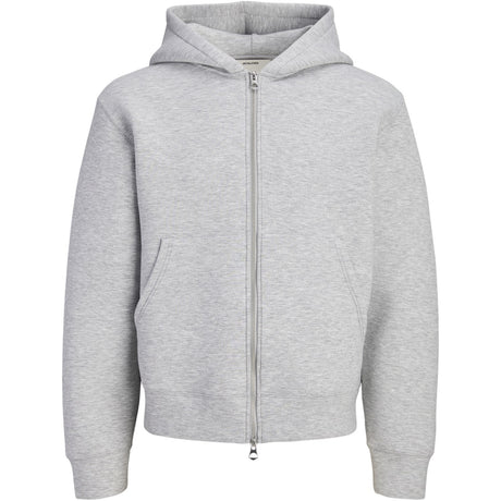 Jack & Jones Junior Light Grey Melange Jcolegacy Sweat Scuba Zip Hood Sn Jnr