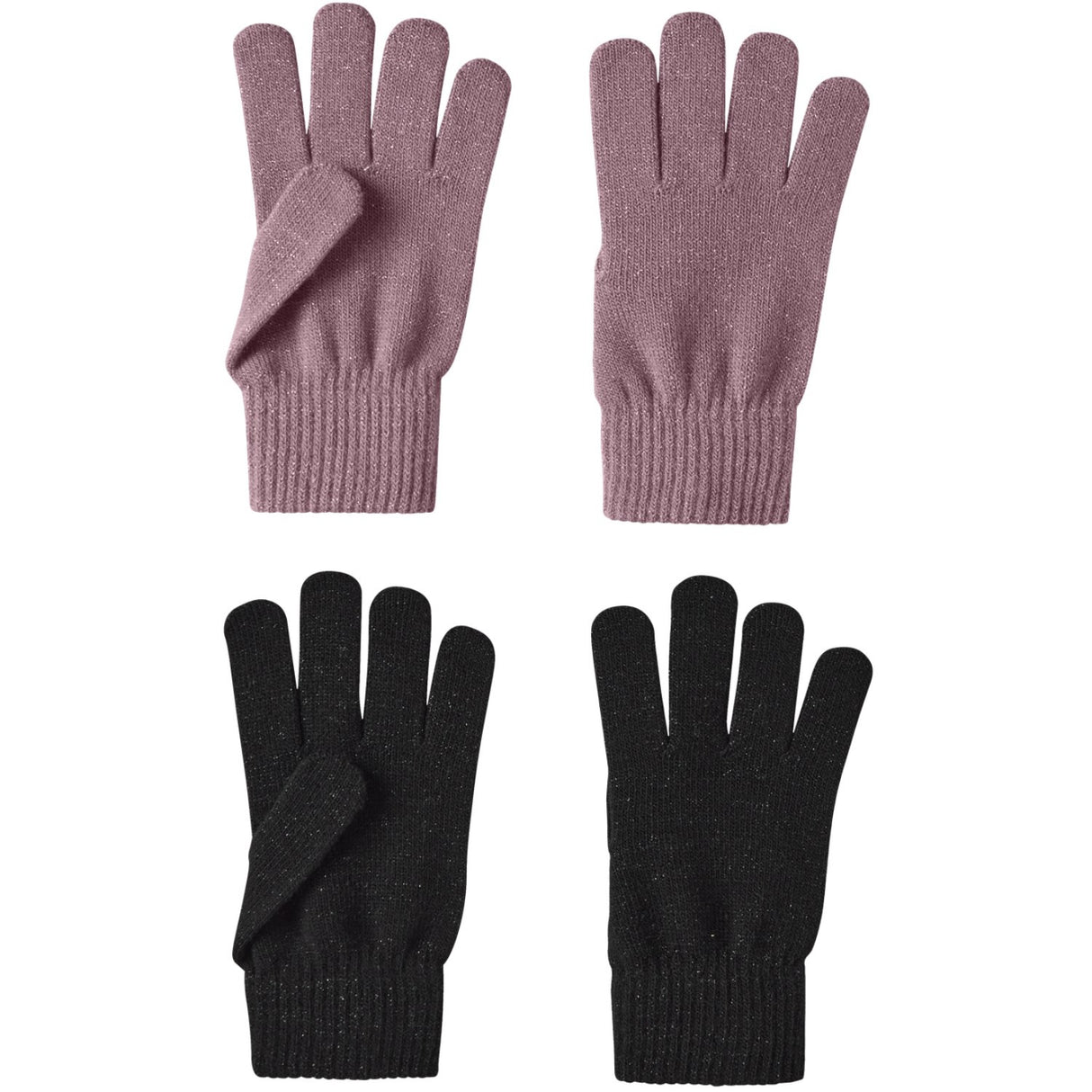 Name It Black Wistful Mauve Nkfmagic Glitter Gloves 2P
