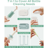 Momcozy Green 7 In 1 Baby Bottle Brush Set
